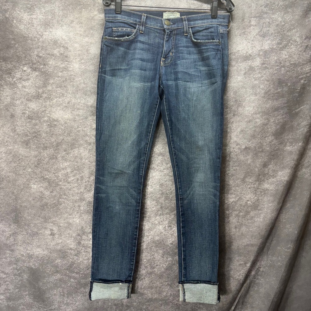 Current Elliott The Rolled Skinny Jeans Womens 27 Dark Blue Wash Cuffed